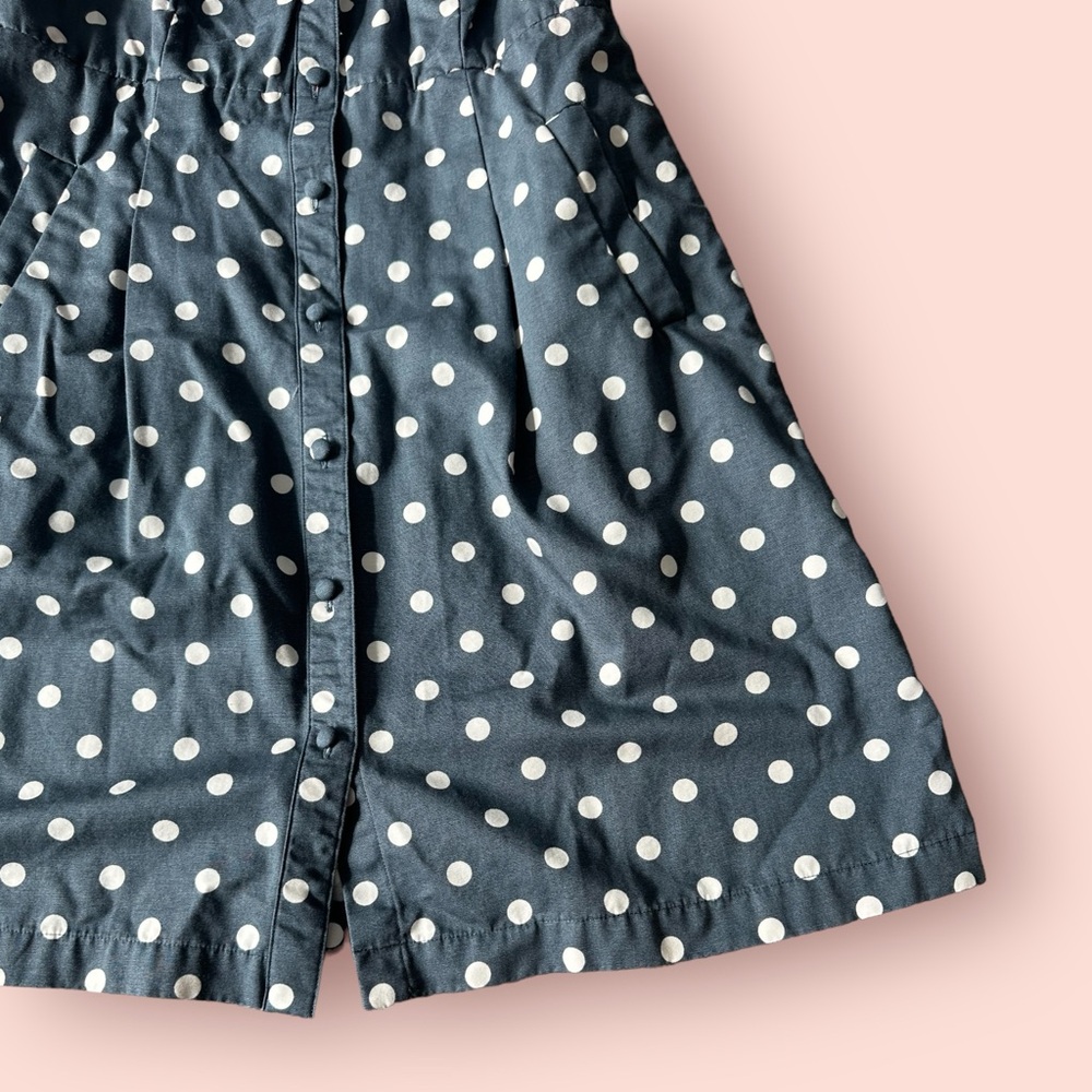 Woman’s Boden Blue Polka Dot Print Tank Top Collar Button Front Dress Size 12 - Picture 7 of 15